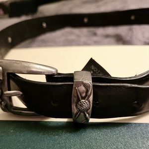 Onyx by Brighton Golf Belt Leather Black Silver Plated Club Course Putt Mens 34